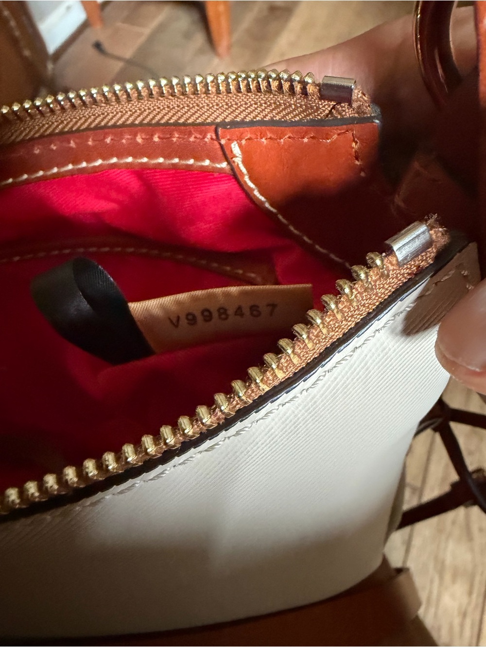 Dooney & Bourke Ivory Crossbody with Brown Leather Trim - Picture 10 of 11